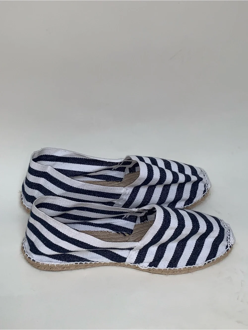 Cousu Main Striped Navy and White Espadrille Flats - Women’s 41 Beach Travel